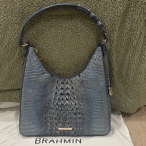 *Worn once*Brahmin Slate Blue Embossed Hobo Tabitha Bag